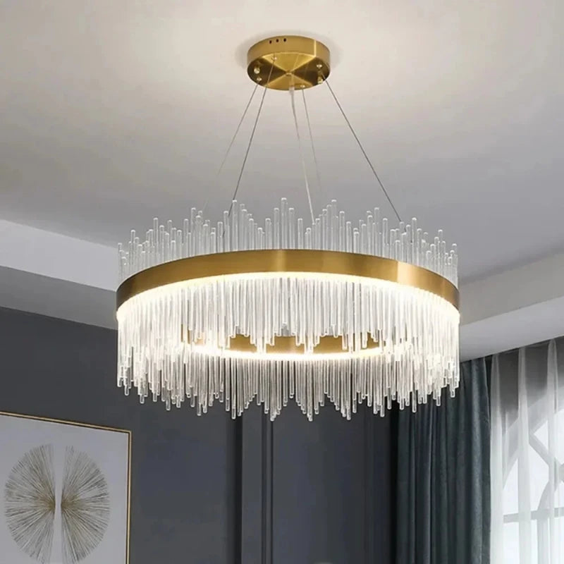 Light Luxury Post-Modern Crystal Chandelier – Round Atmosphere Pendant for Living Room, Bedroom & Dining Room