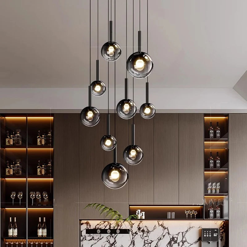 Modern Stair Chandelier – Multi-Head Pendant Lighting for Living Room, Stairwell & Indoor Decoration