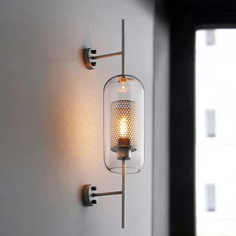 Modern Clear Glass Globe Wall Lamp – Golden Industrial Sconce for Bedside, Living Room, and Home Corridor Décor
