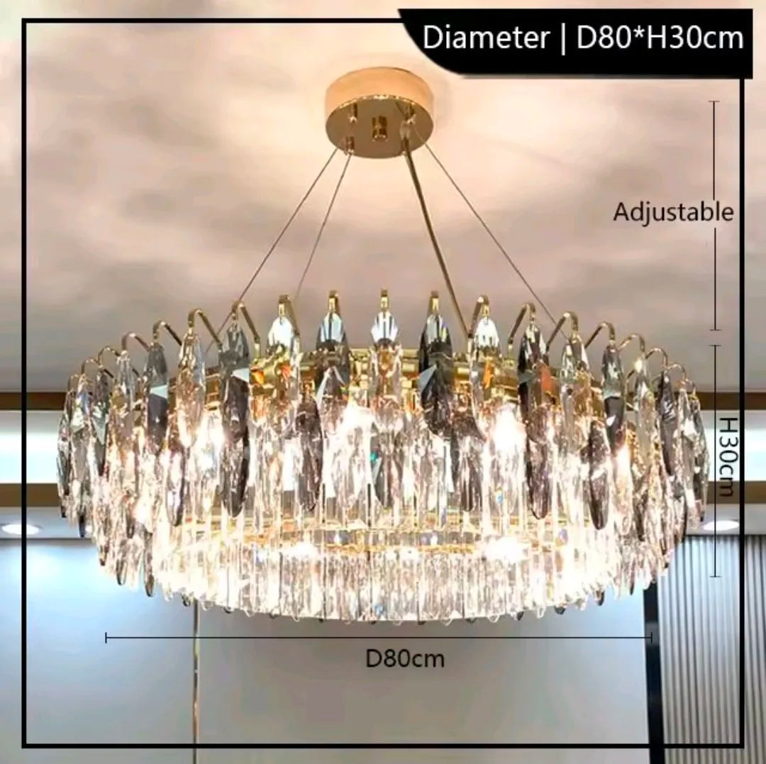 Light Luxury Crystal Chandelier – Modern Minimalist High-End Lighting for Bedroom, Living Room & Villa Spaces