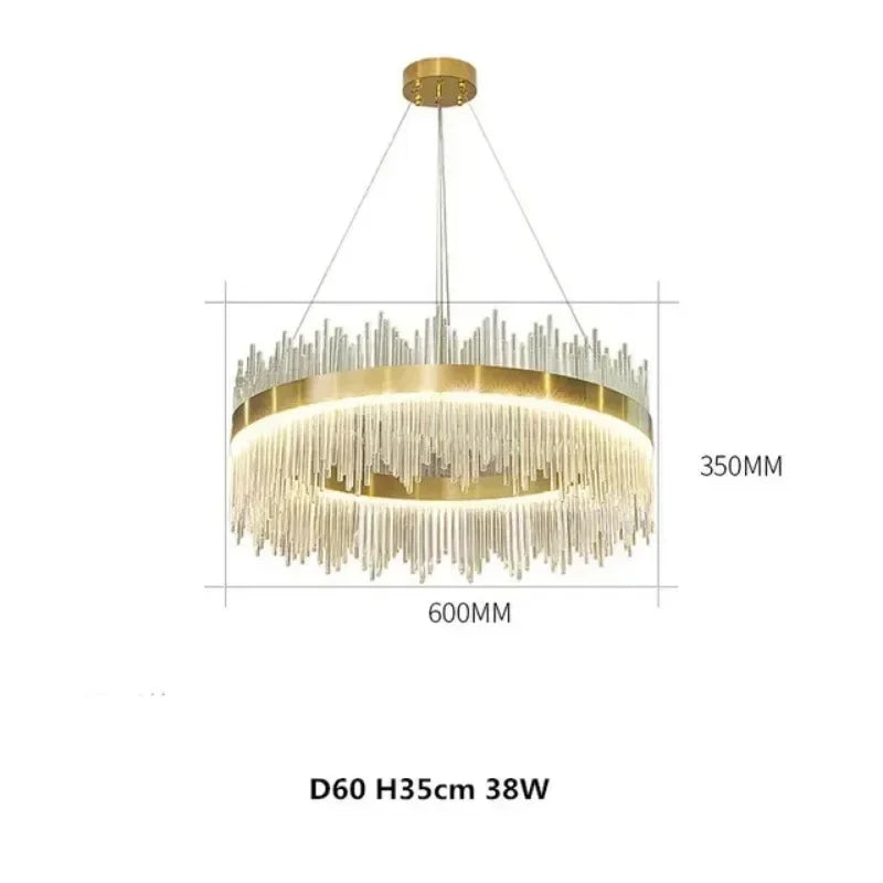 Light Luxury Post-Modern Crystal Chandelier – Round Atmosphere Pendant for Living Room, Bedroom & Dining Room