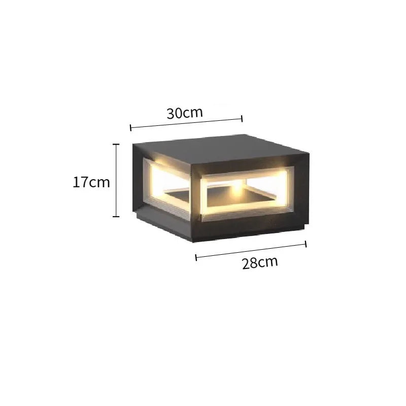 Outdoor IP65 Waterproof LED Square Lawn Light, Stainless Steel Pillar &amp; Fence Post Lamp for Courtyard & Path Lighting