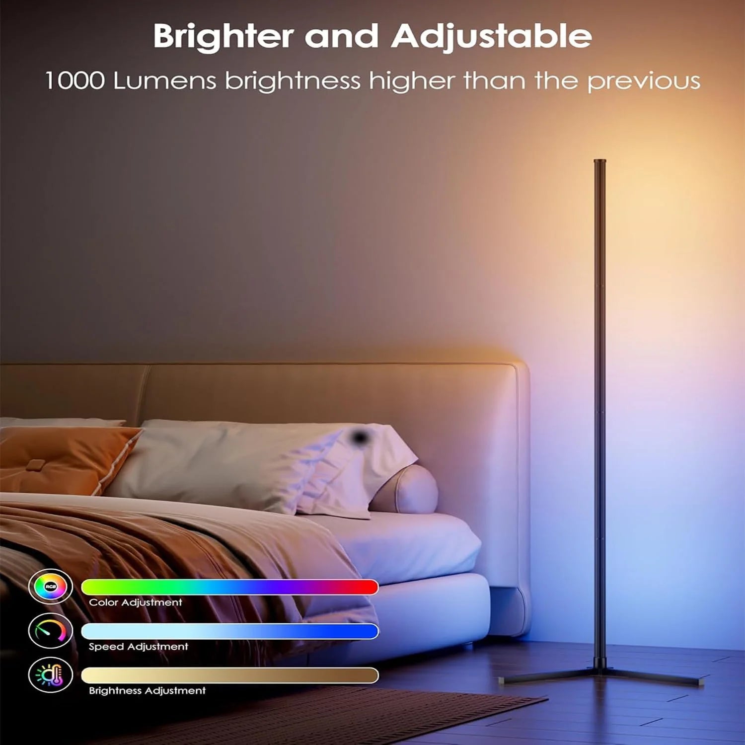 155CM RGB Dream Color Floor Lamp – Music Sync 16 Million Color Changing LED Standing Mood Light for Bedroom and Living Room