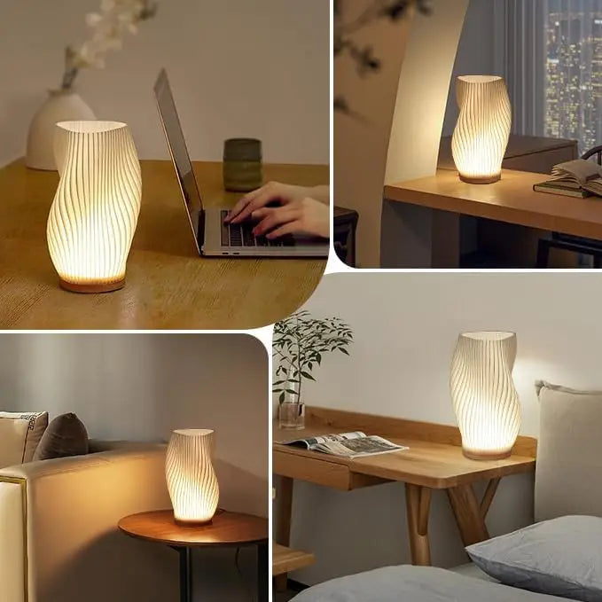 3D Pleated Desk Lamp – Dimmable Bedroom Bedside LED Light with 3 Levels and Atmosphere Design