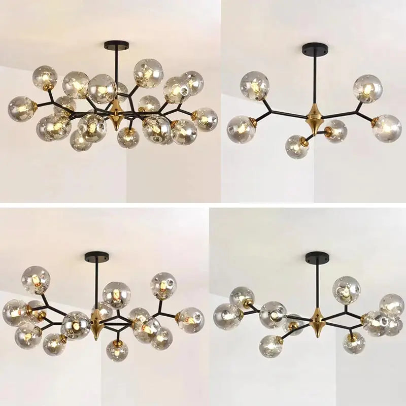 Nordic Glass Ball Lamp Modern LED Ceiling Chandelier Living Room Bedroom Kitchen Dining Room Home Decor Pendant Light Fixture