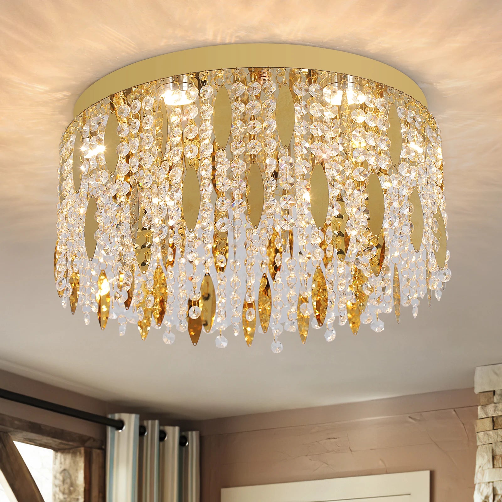 Luxury K9 Crystal LED Ceiling Lamp – Modern Chandelier for Living Room, Dining Room & Home Interior