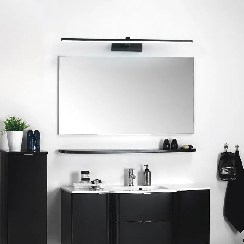 Modern LED Mirror Light – Waterproof Bathroom Wall Lamp for Makeup, White or Black Flat Design