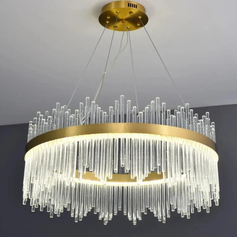 Light Luxury Post-Modern Crystal Chandelier – Round Atmosphere Pendant for Living Room, Bedroom & Dining Room