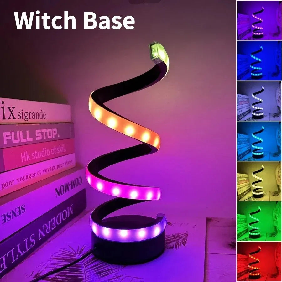 Creative Spiral LED Night Light – Dimmable 3-Color Desk and Bedside Lamp for Modern Bedroom and Office Décor