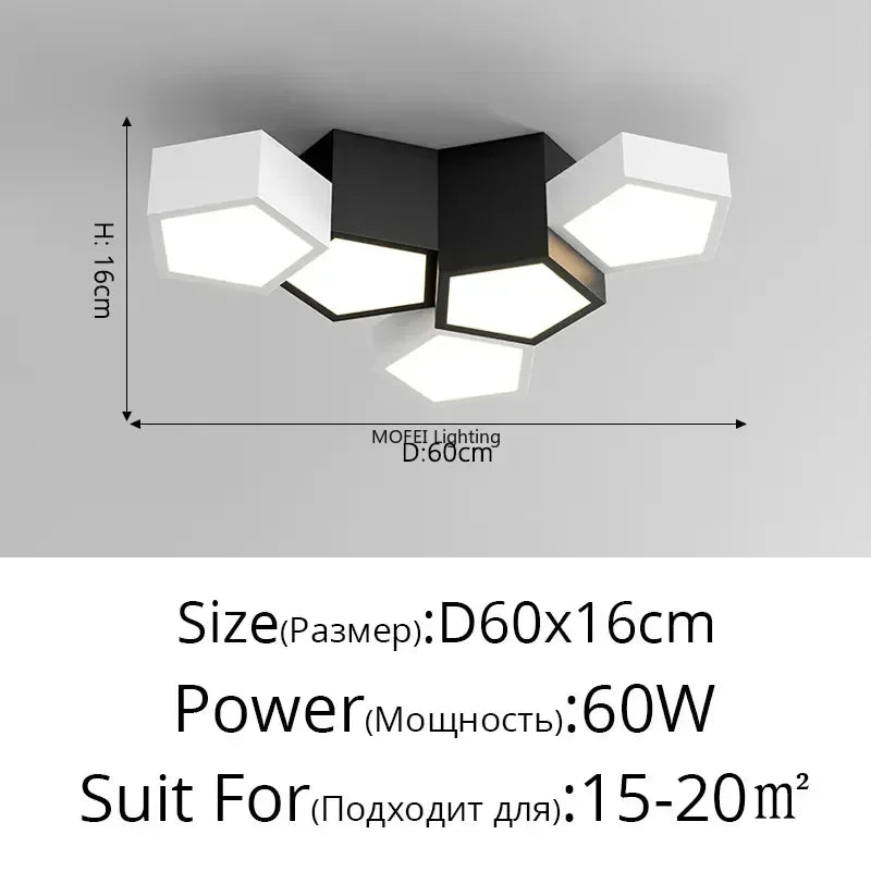 Nordic Designer Honeycomb LED Chandelier – Creative Remote-Dimming Pendant Light for Living Room & Bedroom