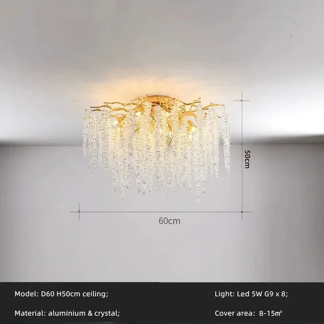 2025 Luxury Gold Glass LED Chandelier – Modern Crystal Ceiling Pendant Light for Dining Room & Home Decor