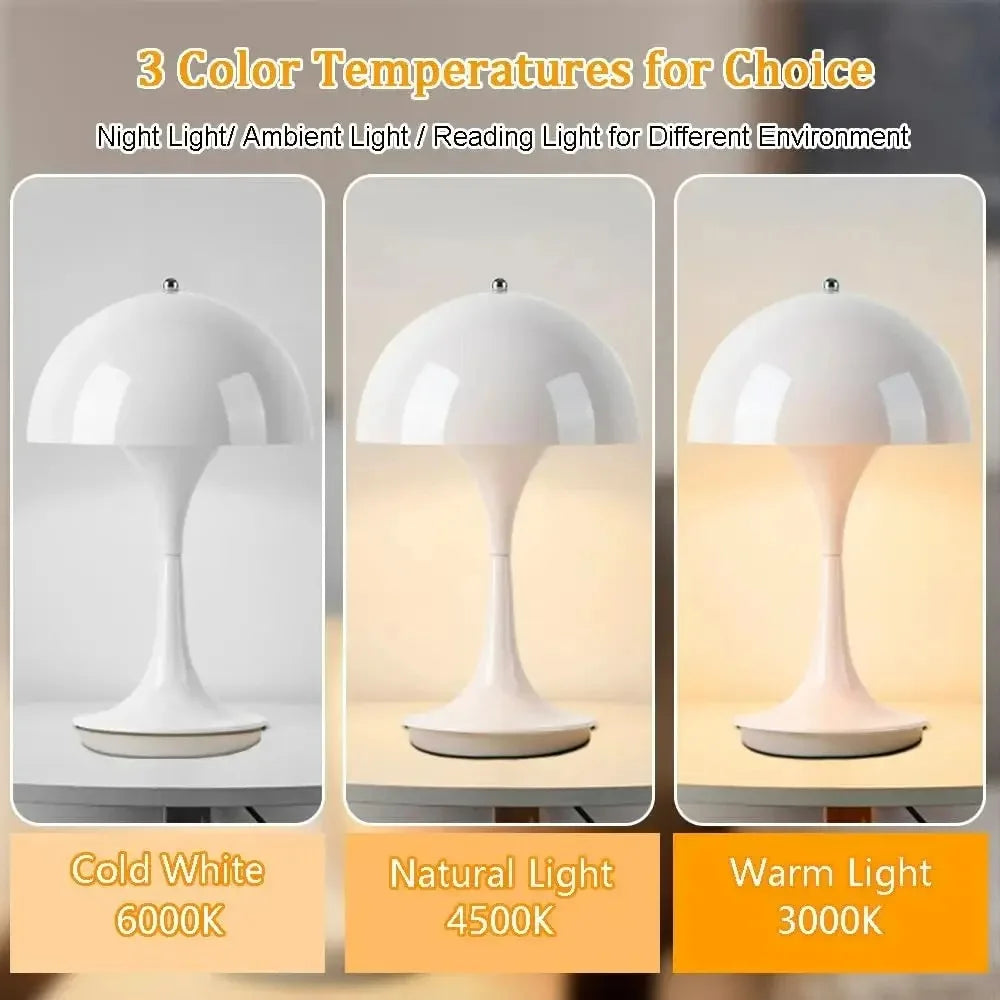 Modern Nordic Danish Mushroom Table Lamp – Rechargeable Energy-Saving LED Decor for Bedroom and Living Room