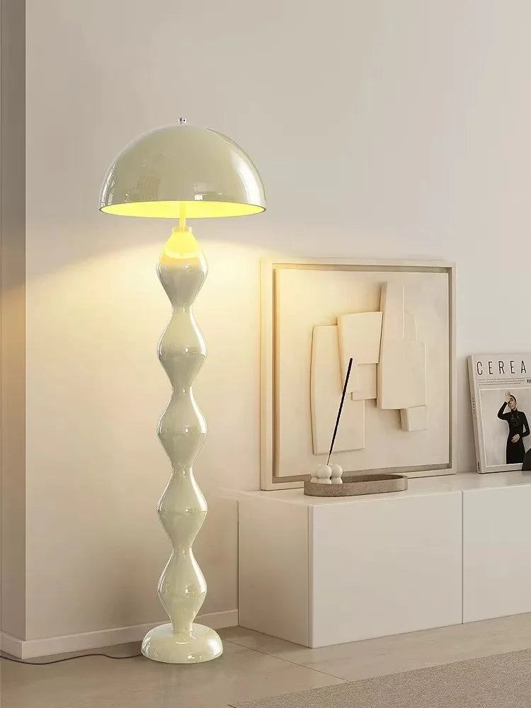 Cream Style Ceramic Floor Lamp – Sand Hair Decorative Standing Light for Living Room and Bedroom Ambient Lighting