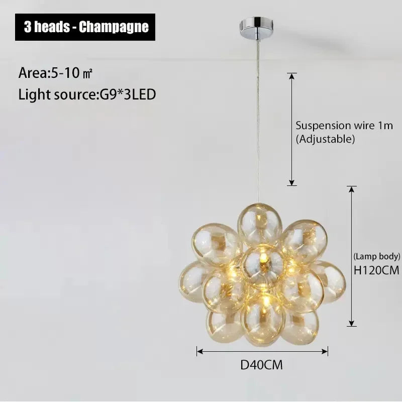 Nordic Balloon Bubble Glass Chandelier – Creative Smoke &amp; Clear Bubble Pendant Light for Kids’ Bedroom, Living Room & Restaurants