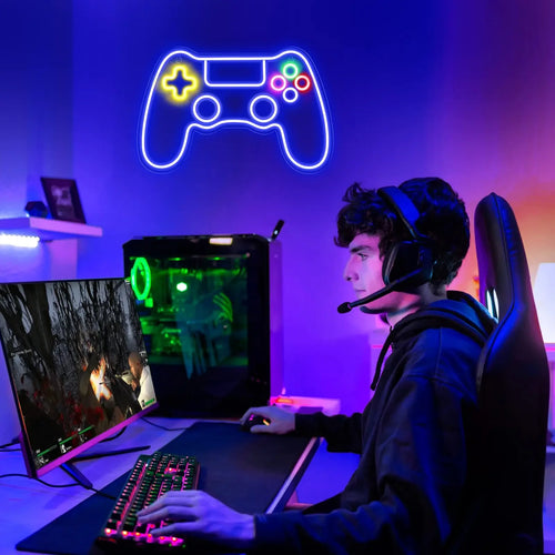 Gamer Neon LED Wall Sign – Game Controller Light for Party, Man Cave and Gaming Room Decor