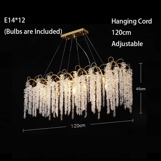 2025 Luxury Gold Glass LED Chandelier – Modern Crystal Ceiling Pendant Light for Dining Room & Home Decor