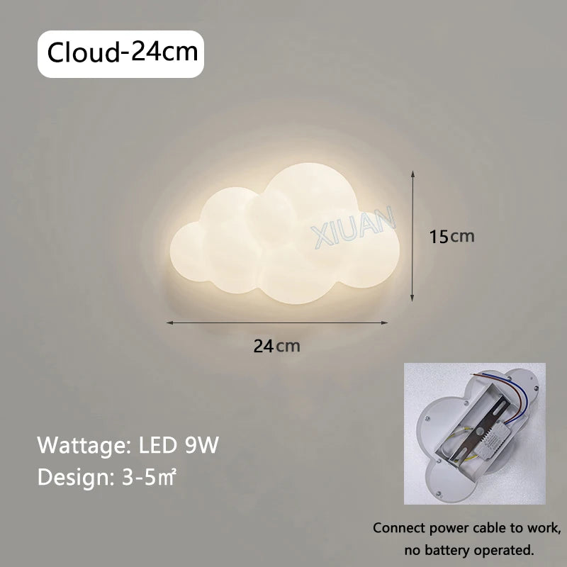 White Cloud LED Wall Lamp – Children's Nursery and Bedroom Bedside Light in Soft PVC for Kids and Baby Rooms
