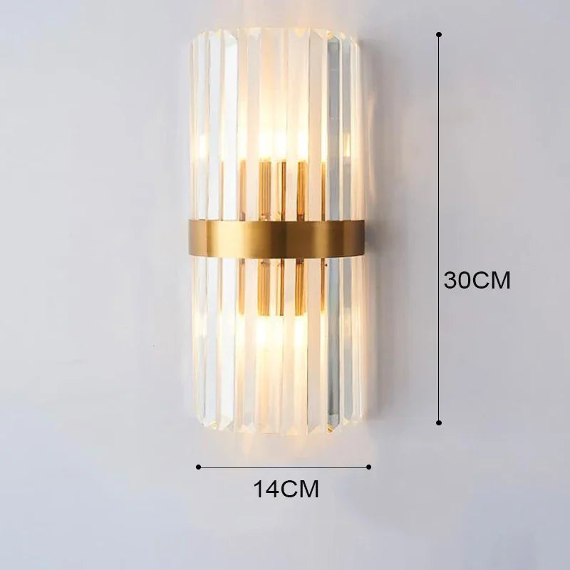 Luxury Gold Crystal LED Wall Lamp – Modern Stainless Steel Sconce for Living Room, Bedroom, Bedside, and Staircase Décor
