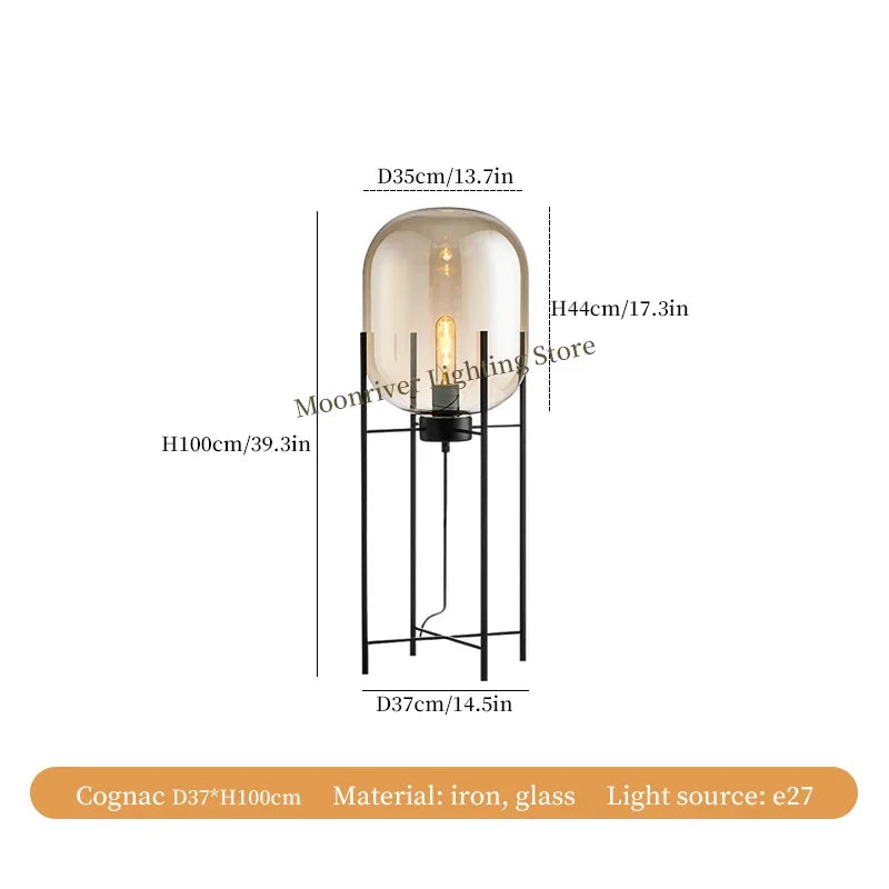Vintage Glass Floor Lamp – Nordic Standing Light for Living Rooms, Bedrooms, and Corner Decor