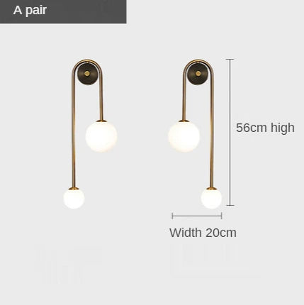 Modern Glass Ball LED Wall Lamp – Nordic Gold and Black Sconce for Bedroom and Living Room Interior Lighting