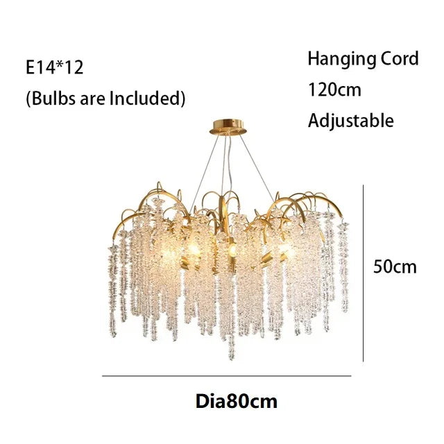 2025 Luxury Gold Glass LED Chandelier – Modern Crystal Ceiling Pendant Light for Dining Room & Home Decor
