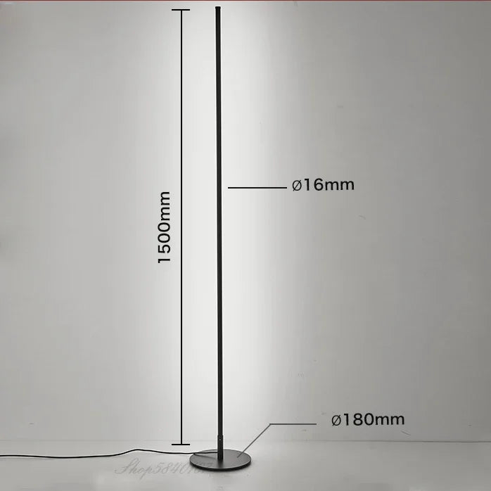 Simple Slim Floor Lamp – Minimalist LED Strip Lighting for Bedroom and Living Room Art Décor
