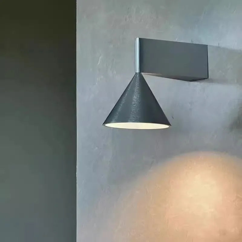 Italian Minimalist Conical LED Wall Lamp – Geometric Bedroom and Aisle Sconce for Modern Interior Background Lighting