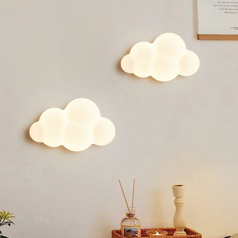 White Cloud LED Wall Lamp – Children's Nursery and Bedroom Bedside Light in Soft PVC for Kids and Baby Rooms