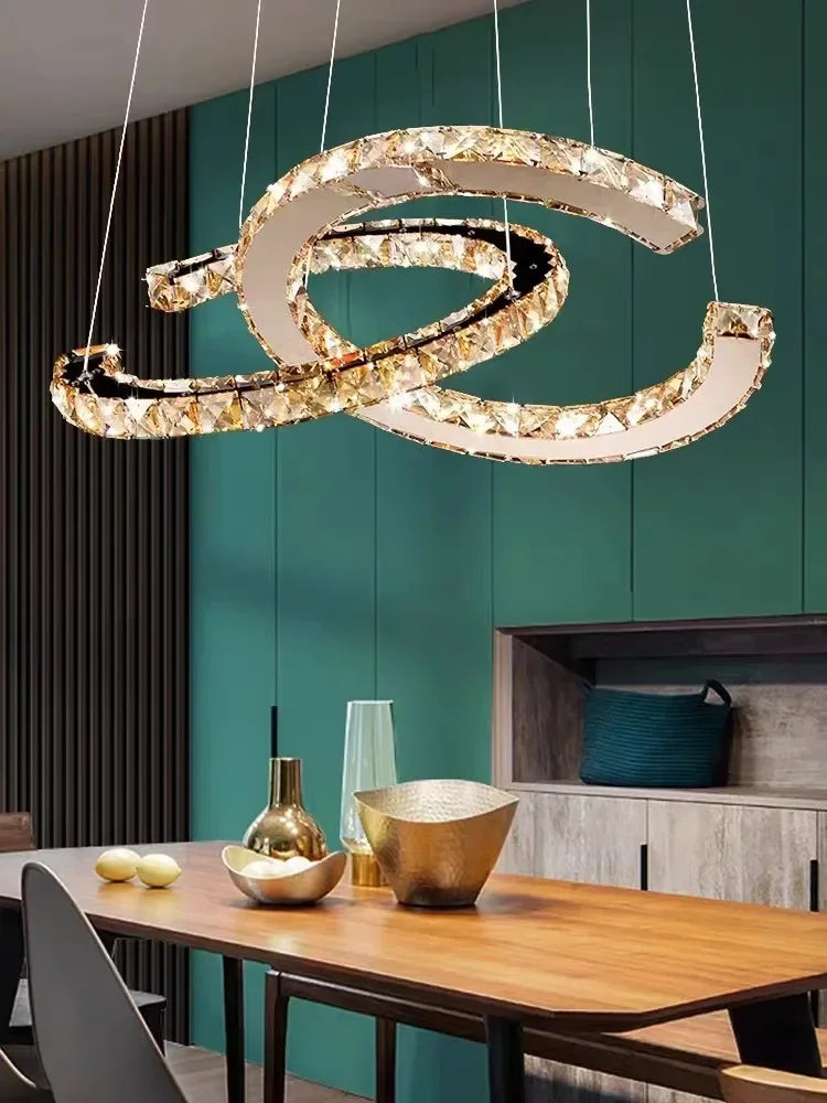 Modern 2024 Special-Shaped Crystal Chandelier – Elegant LED Ceiling Light for Living Room & Dining Room