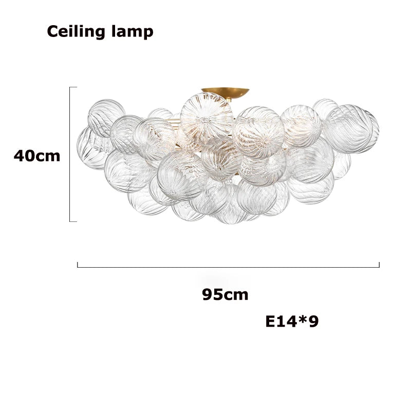 2025 Trendy Glass Bubble Art Chandelier – Gold & Chrome LED Ceiling Light for Living Room