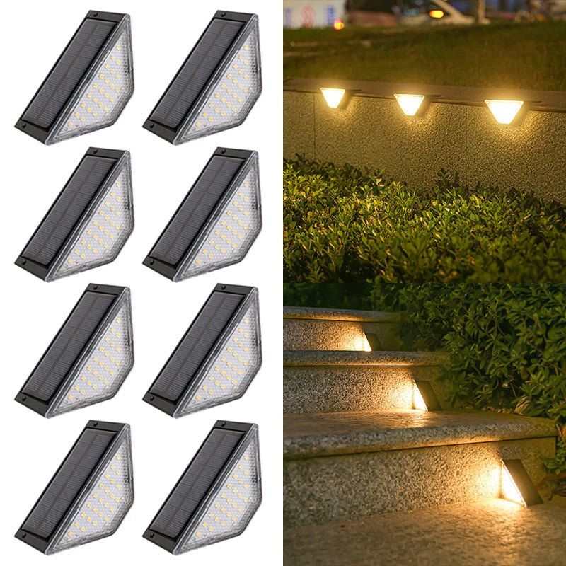 8Pcs LED Solar Step Lights – Waterproof Outdoor Stair and Deck Lighting, Solar Landscape Lights for Yard, Patio, Walkway