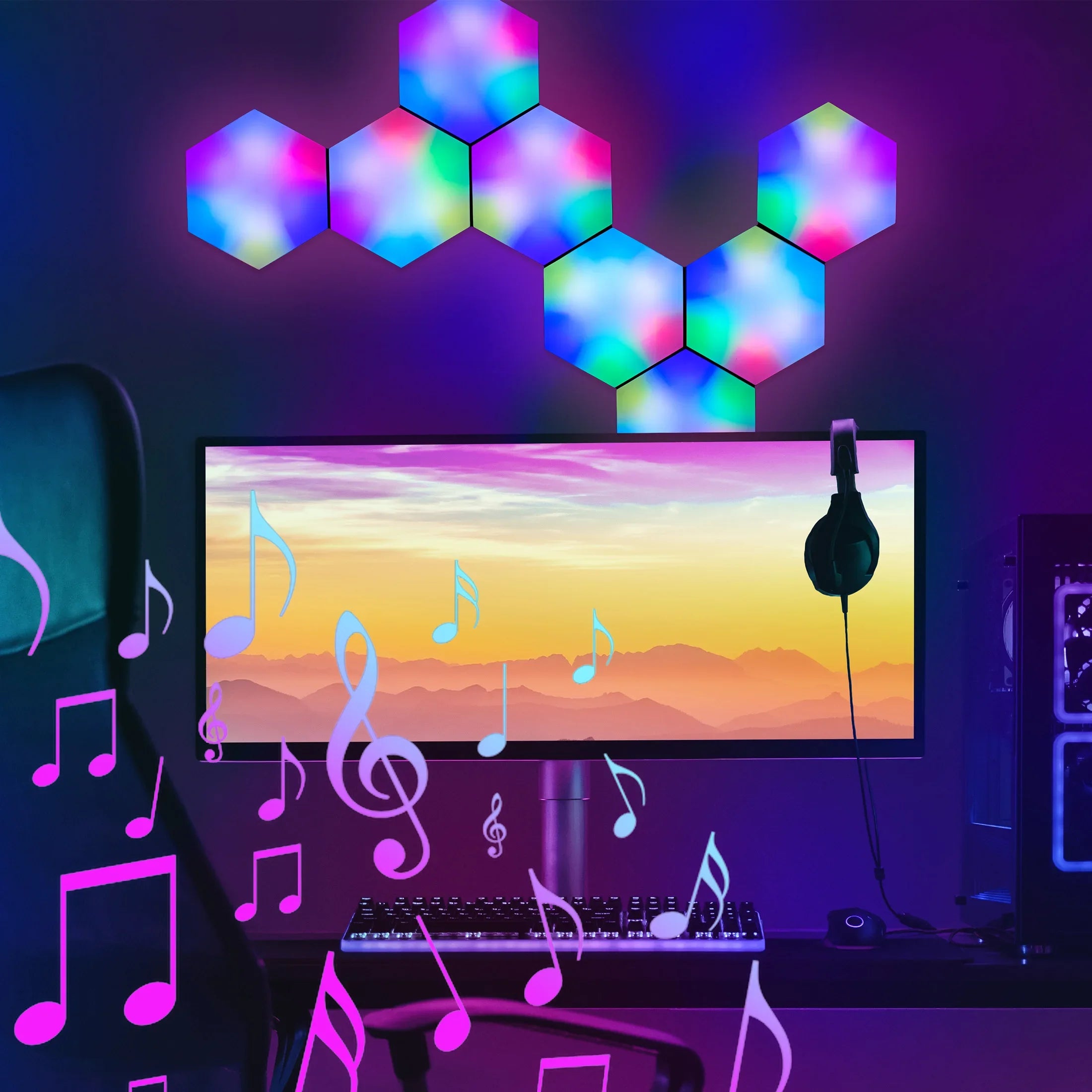 RGB LED Hexagon Wall Light – App Remote Controlled Gaming and Night Light Decoration