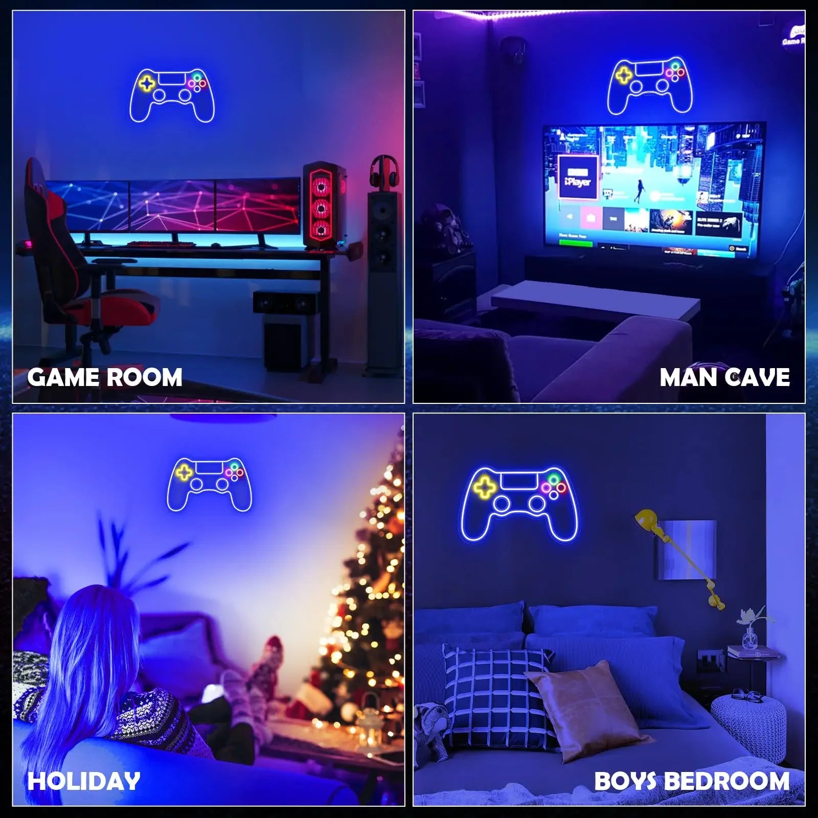 Gamer Neon LED Wall Sign – Game Controller Light for Party, Man Cave and Gaming Room Decor