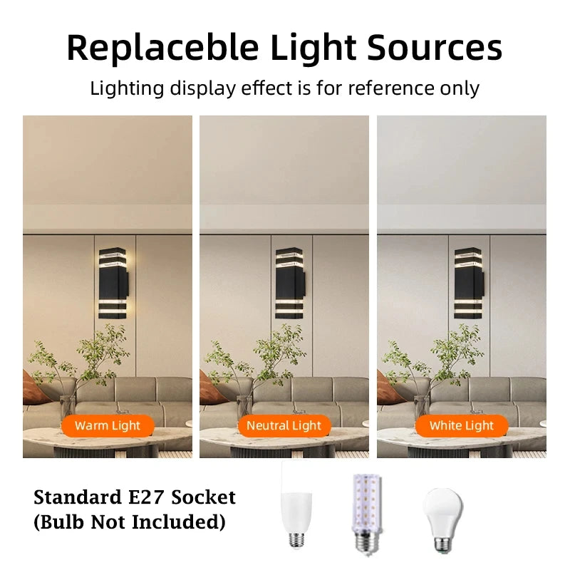 LED Outdoor Wall Lights E27 – IP65 Waterproof Up, Down Exterior Wall Sconce