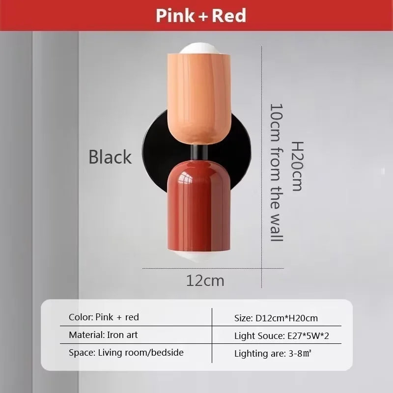 Modern Nordic Double-Head LED Wall Sconce – Minimalist Iron Design for Bedroom, Living Room & Study