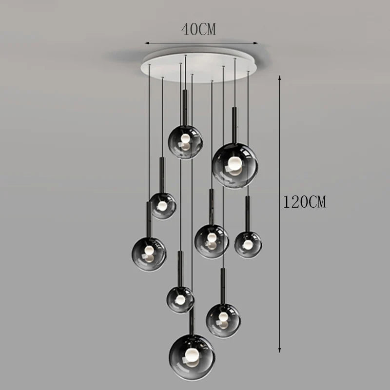 Modern Stair Chandelier – Multi-Head Pendant Lighting for Living Room, Stairwell & Indoor Decoration