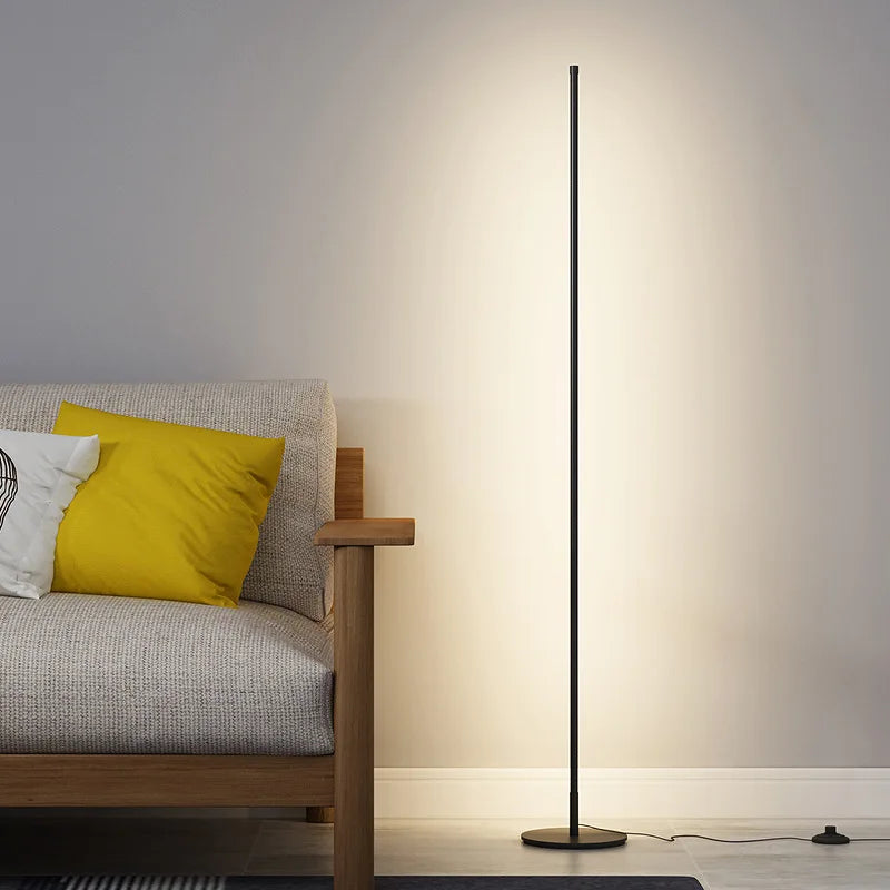 Simple Slim Floor Lamp – Minimalist LED Strip Lighting for Bedroom and Living Room Art Décor