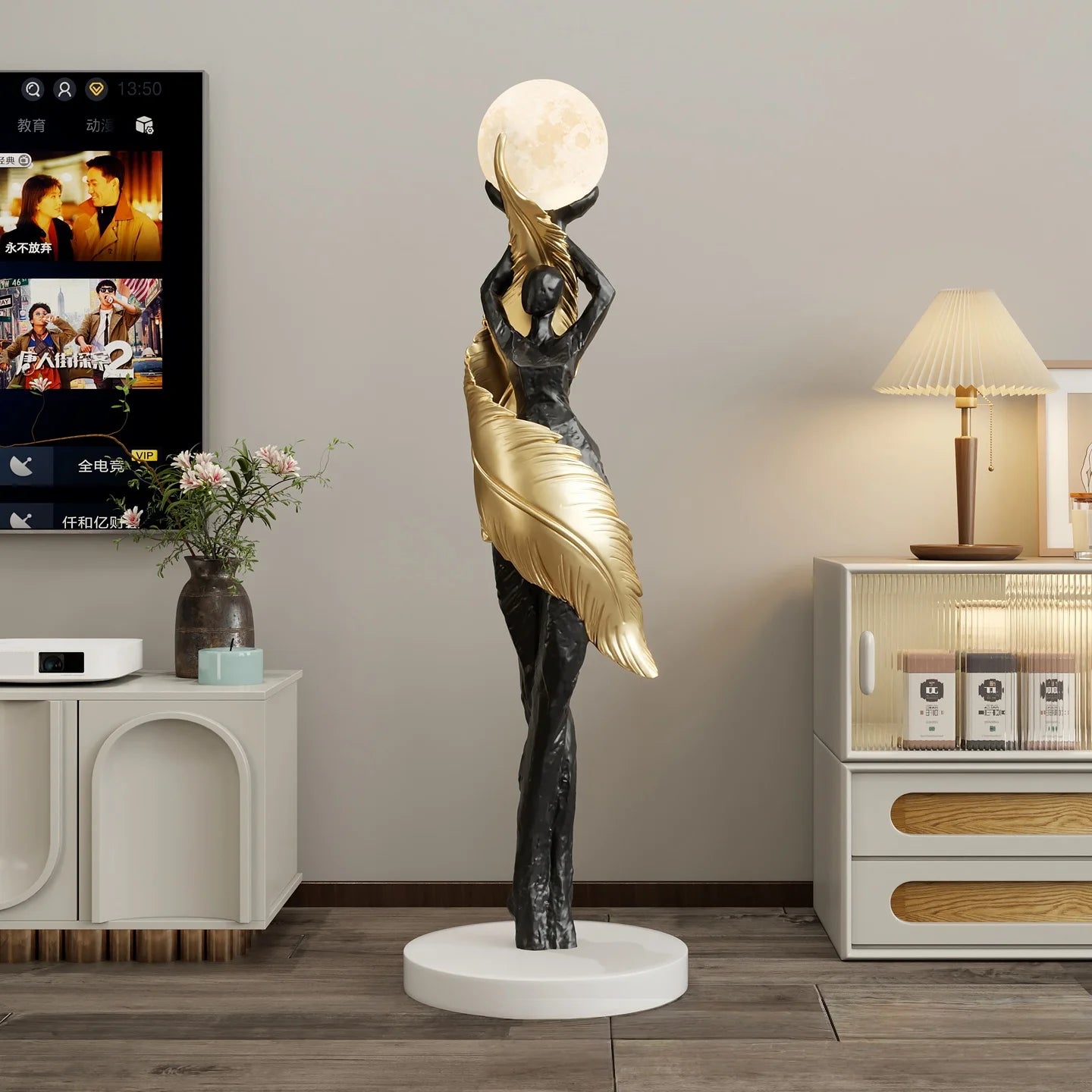Modern Art Humanoid Floor Lamp – High-End Resin Sculpture LED Atmosphere Light for Living Room and Bedroom