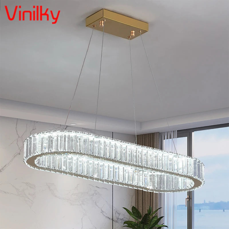 Modern Crystal Ceiling Chandelier – Elegant LED Lighting for Living Room, Bedroom & Restaurant Décor