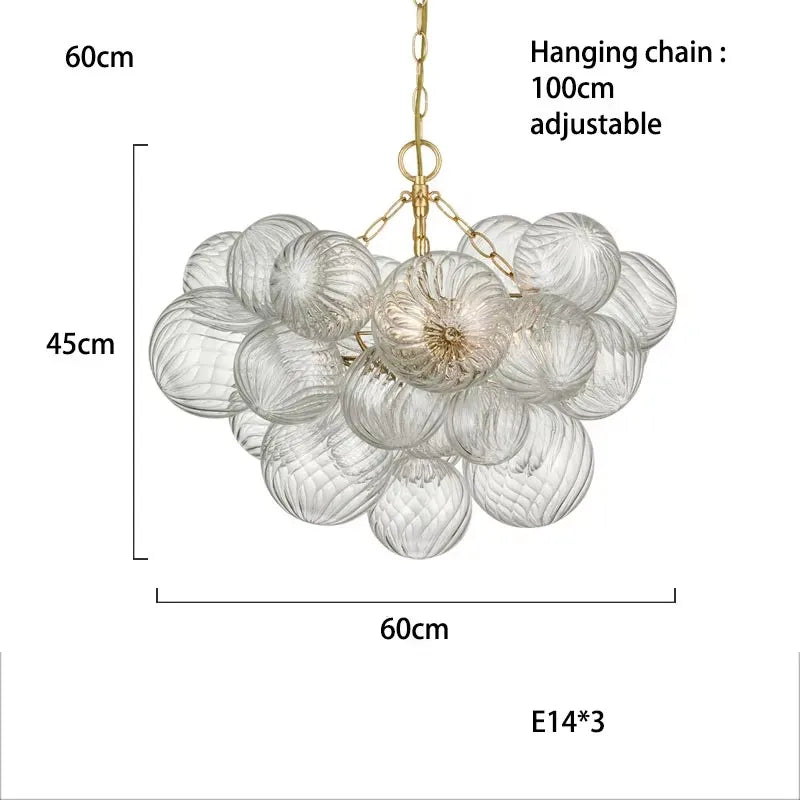 2025 Trendy Glass Bubble Art Chandelier – Gold & Chrome LED Ceiling Light for Living Room