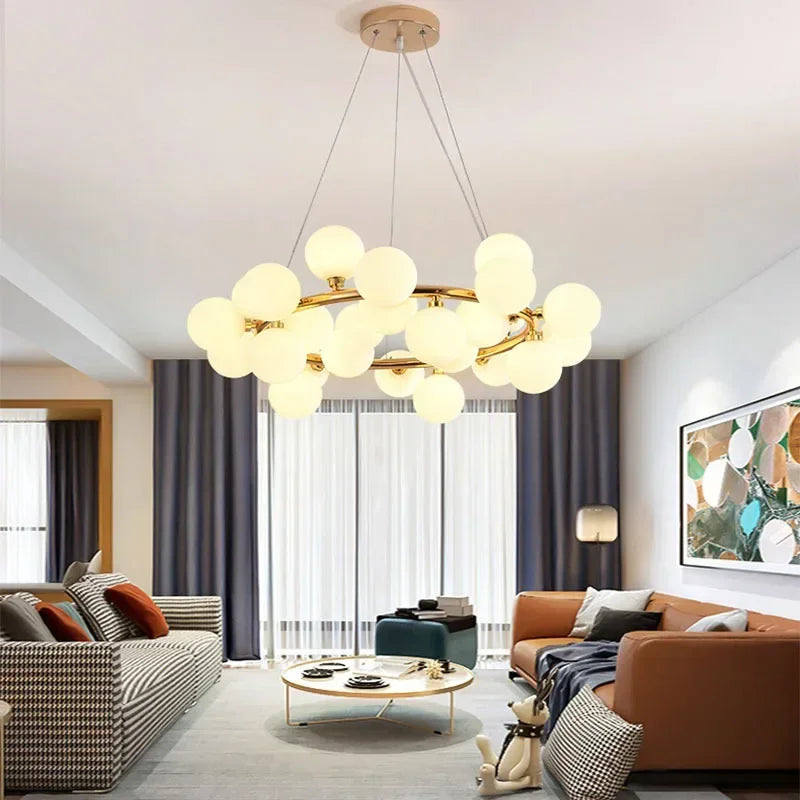 Glass Ball LED Chandelier for Living Room – Modern Nordic Ceiling Lamp & Kitchen Island Pendant Light