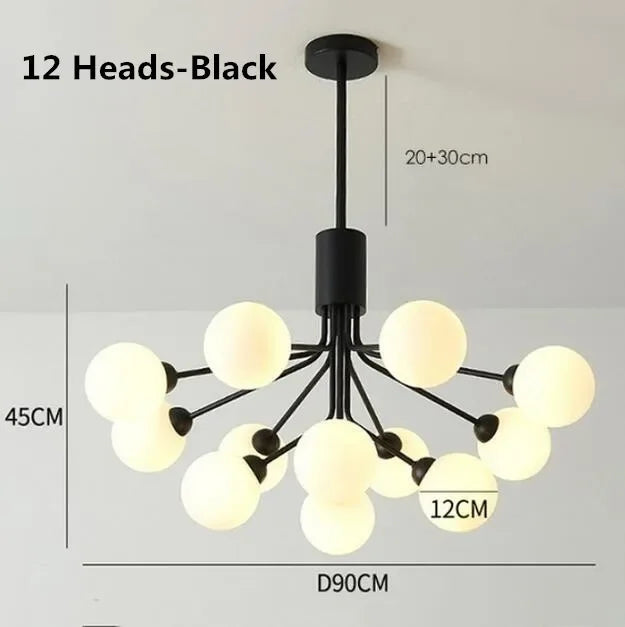 Postmodern Minimalist Magic Beans Chandelier – 2024 Nordic Creative Glass Ball Ceiling Light for Living Rooms and Kitchens