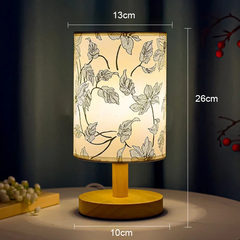 LED Square Decoration Table Lamp – Simple Chinese Style Dimmable Fabric Bedside Night Light with EU Plug