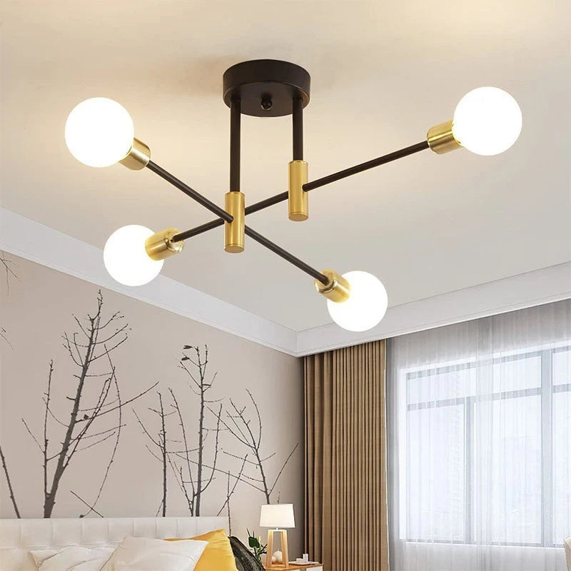 Retro Industrial Wrought Iron Ceiling Chandeliers LED Ceiling Lamp – Modern Home Luminaire for Living Room Decoration