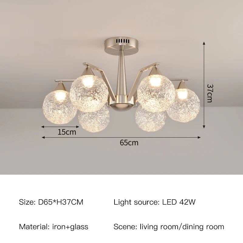 Modern LED Glass Ball Chandeliers – Contemporary Ceiling Lighting for Living Room, Dining Table, Bedroom & Home Decor