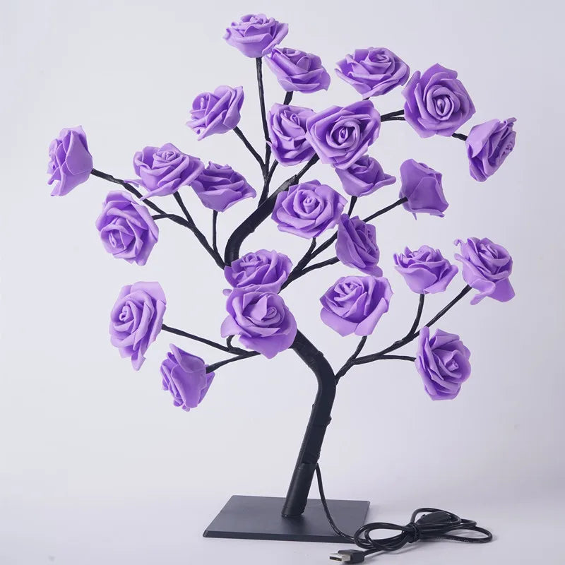 24LED Rose Flower Tree Table Lamp – USB Night Light for Kids’ Room and Home Decoration