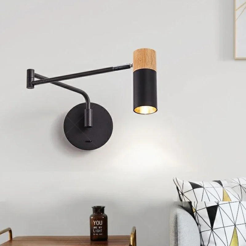 Modern Telescopic Wall Lamp – Foldable Rocking Arm Reading Light for Bedroom, Living Room, and Hotel Interiors