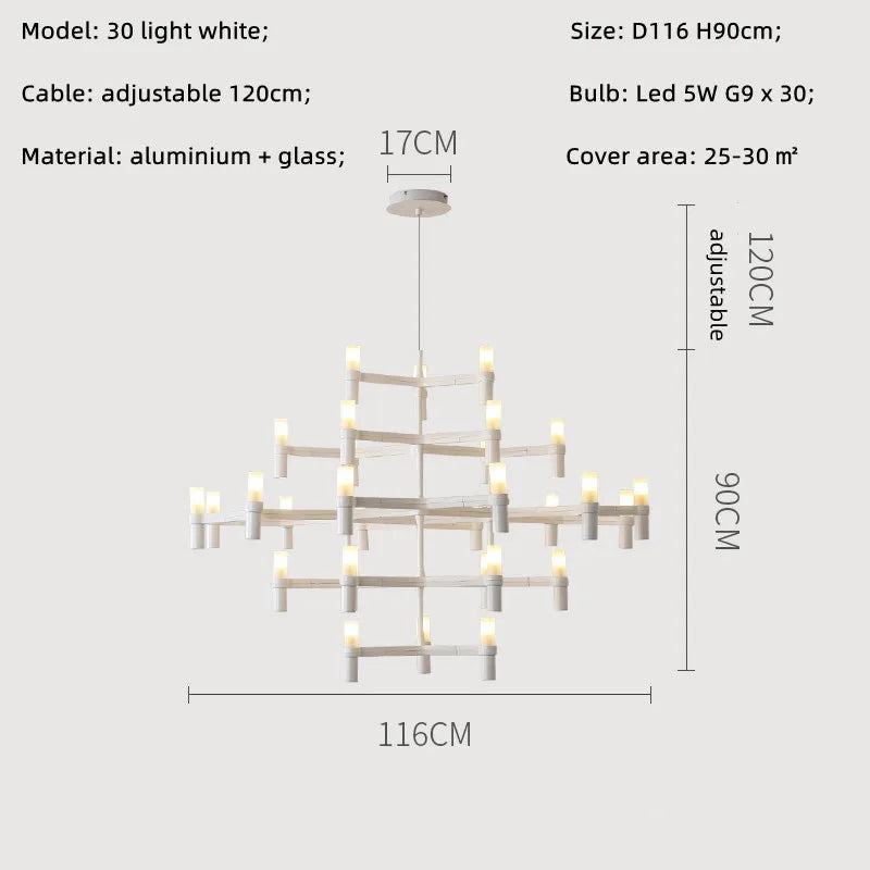 Modern Luxury Metal & Frosted Glass Geometric Ceiling Light – Adjustable Multi-Light Chandelier for Living Room, Dining Room & Hotels