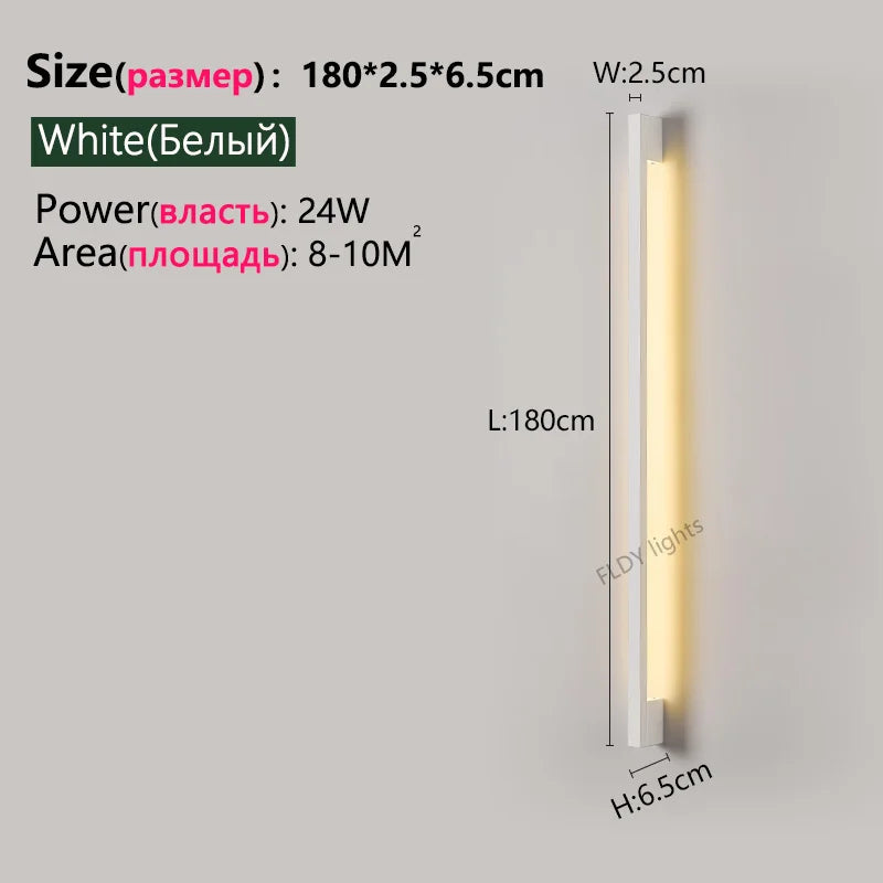 Modern Minimalist Long LED Wall Lamp – Nordic Background Wall Light for Bedroom, Living Room