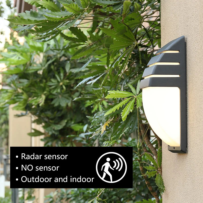 LED Outdoor Wall Light – Waterproof Radar Motion Sensor Wall Lamp for Porch, Exterior & Outdoor Lighting